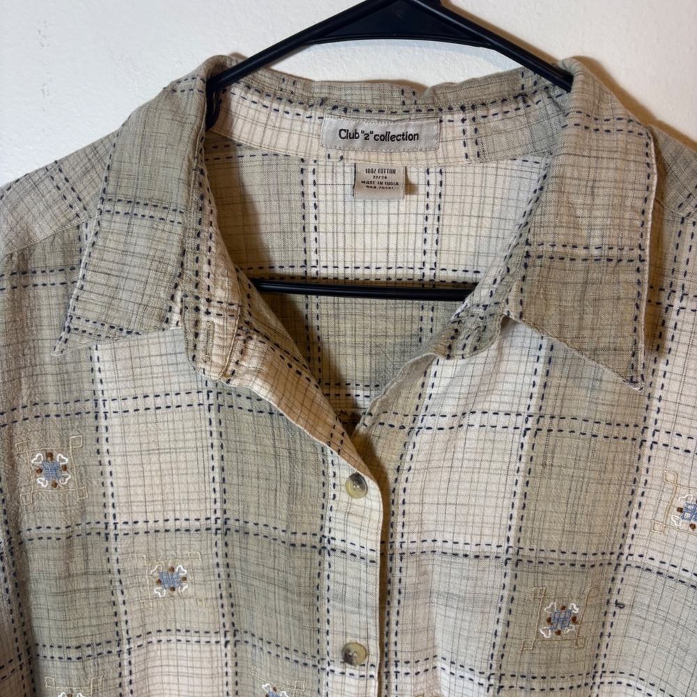 Vintage Club‎ 2 Collection Plaid Button Up Short Sleeve Shirt Size 22/24 - Picture 3 of 6